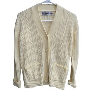 Vintage Cable Knit Cardigan Sweater Size Medium